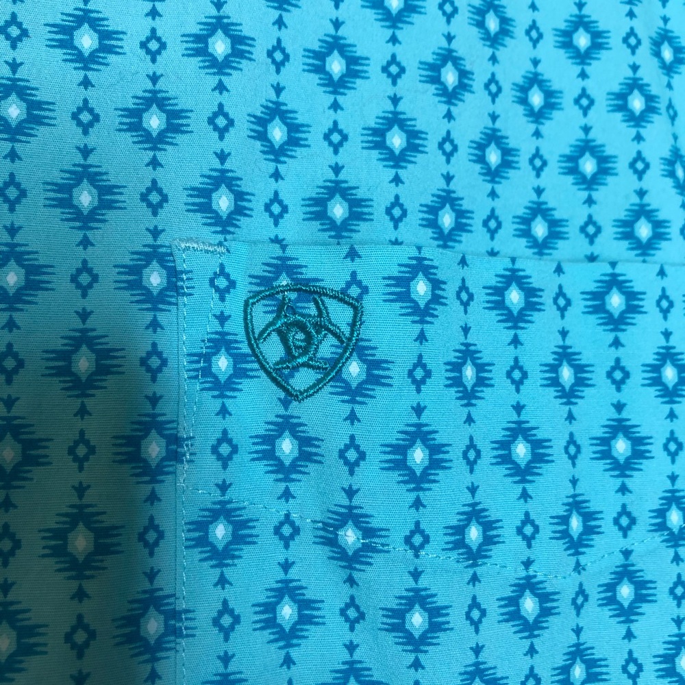 Ariat Blue Patterned Casual Button Down Shirt - image 8